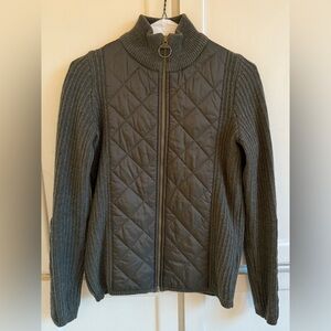Barbour quilted sporting zip knit sweater jacket Size 10